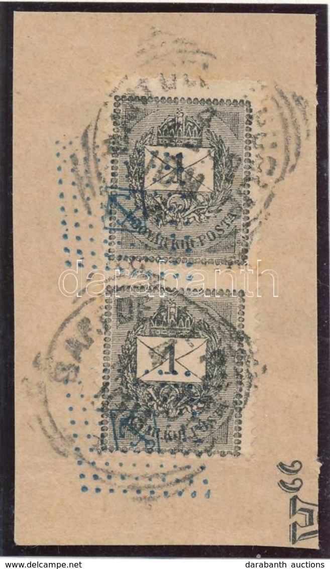 1898 2 X 1kr  BARI Kék Pontozott Horgony Bélyegzéssel (Peterdi) - Andere & Zonder Classificatie