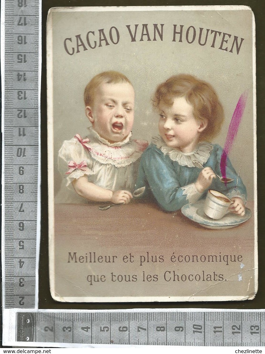 CHROMO CACAO VAN HOUTEN / DEUX ENFANTS SE DISPUTENT UNE TASSE DE CHOCOLAT - Van Houten