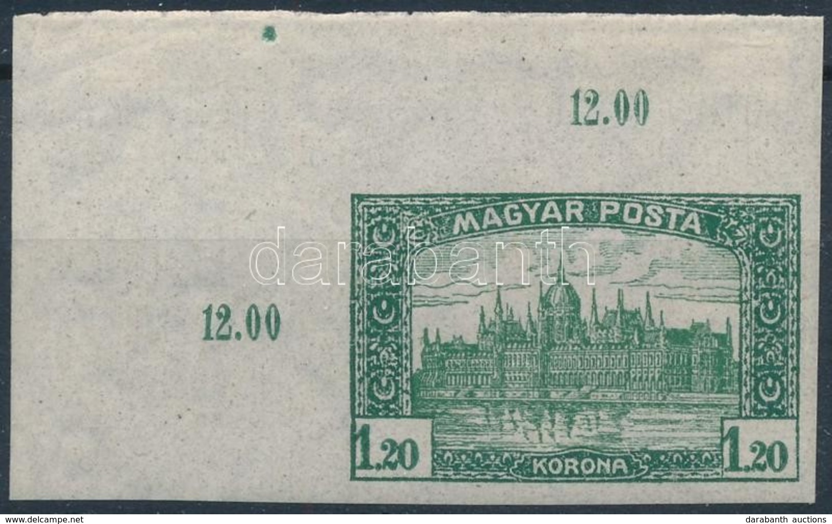 ** 1919 Magyar Posta 1,20 K ívsarki (ívszélen Falc) - Altri & Non Classificati
