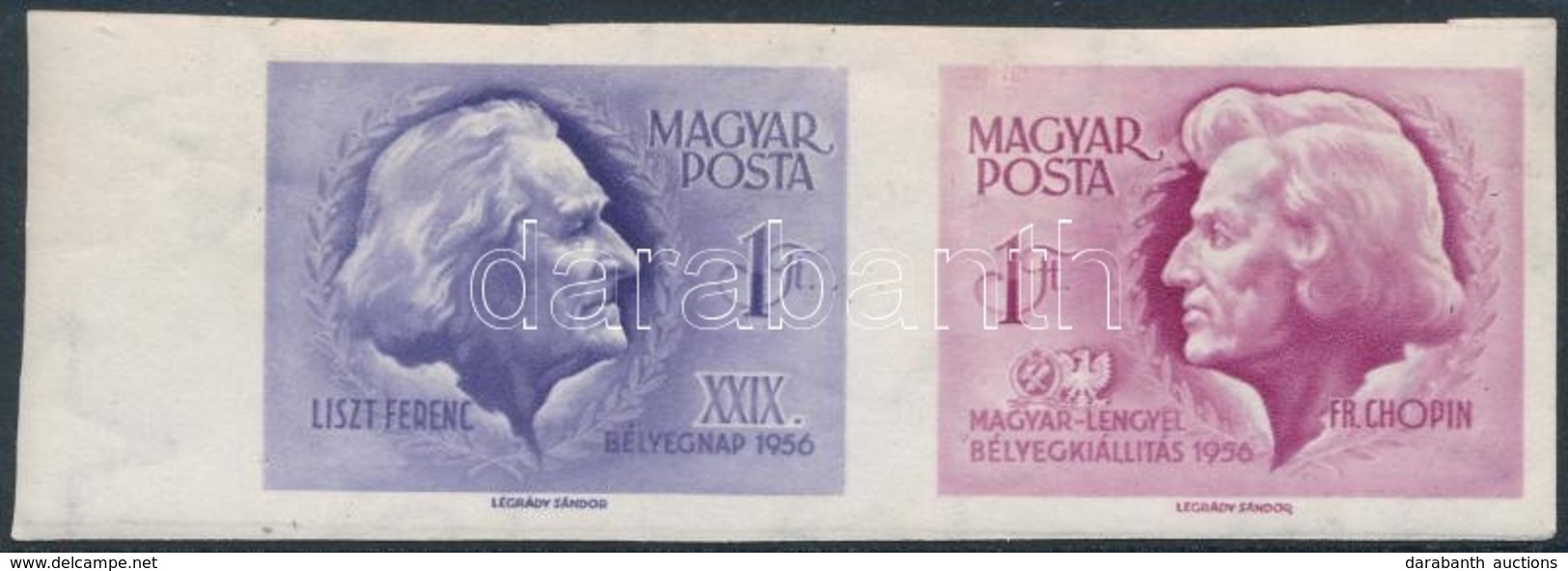 ** 1956 Bélyegnap (29.) Sor ívszéli Vágott Pár (5.000) (kis Betapadás) - Altri & Non Classificati