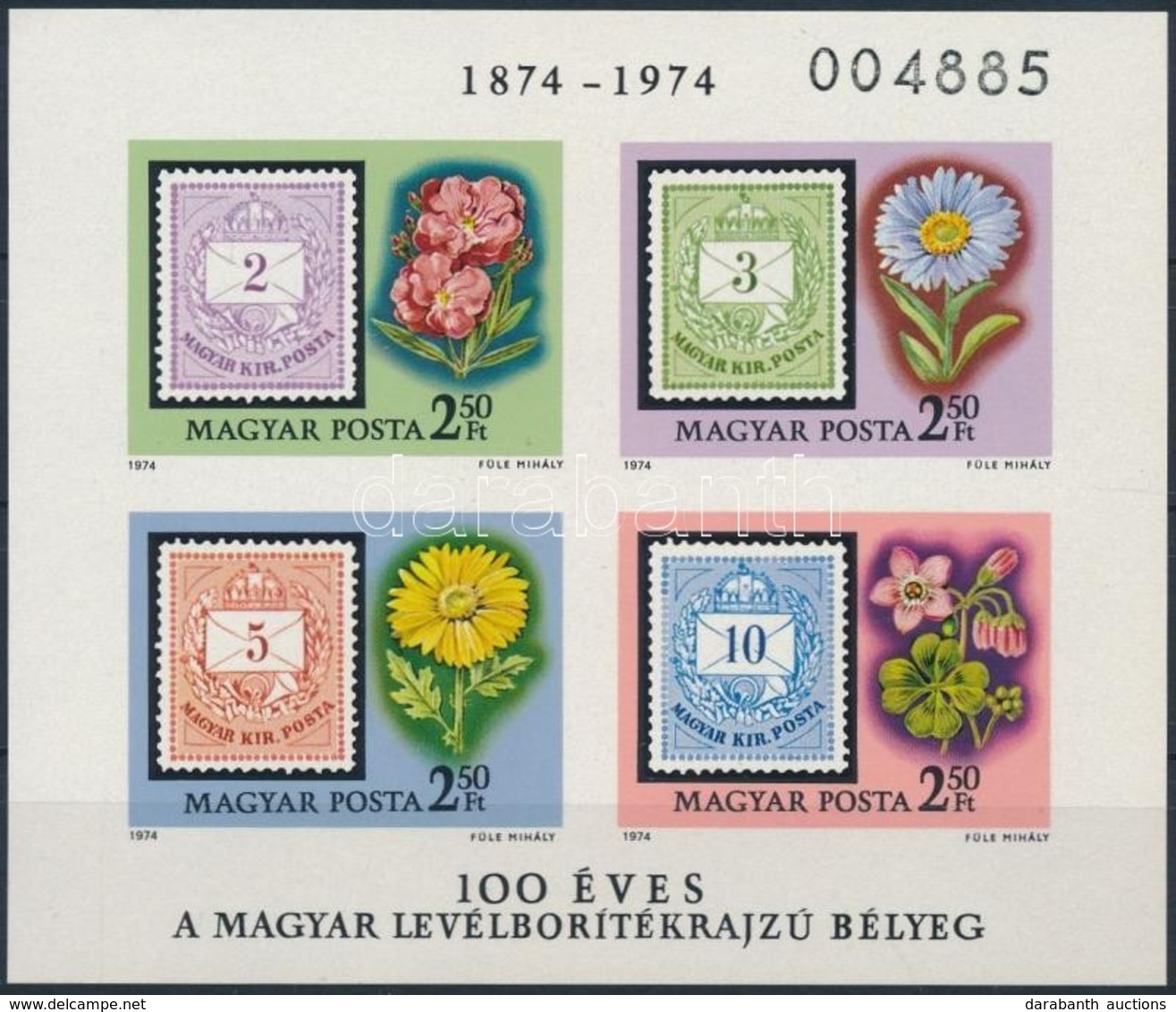 ** 1974 100 éves A Levélborítékrajzú Bélyeg Vágott Blokk (4.000) - Sonstige & Ohne Zuordnung