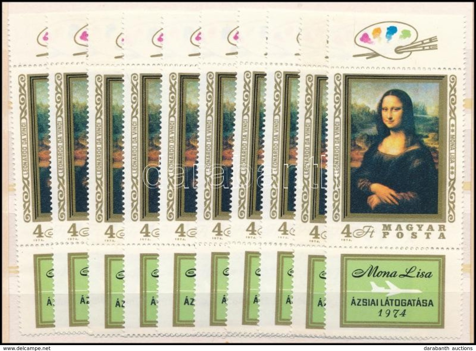 ** 1974 Mona Lisa 10 Db Bélyeg Alsó Szelvénnyel (12.000) - Andere & Zonder Classificatie