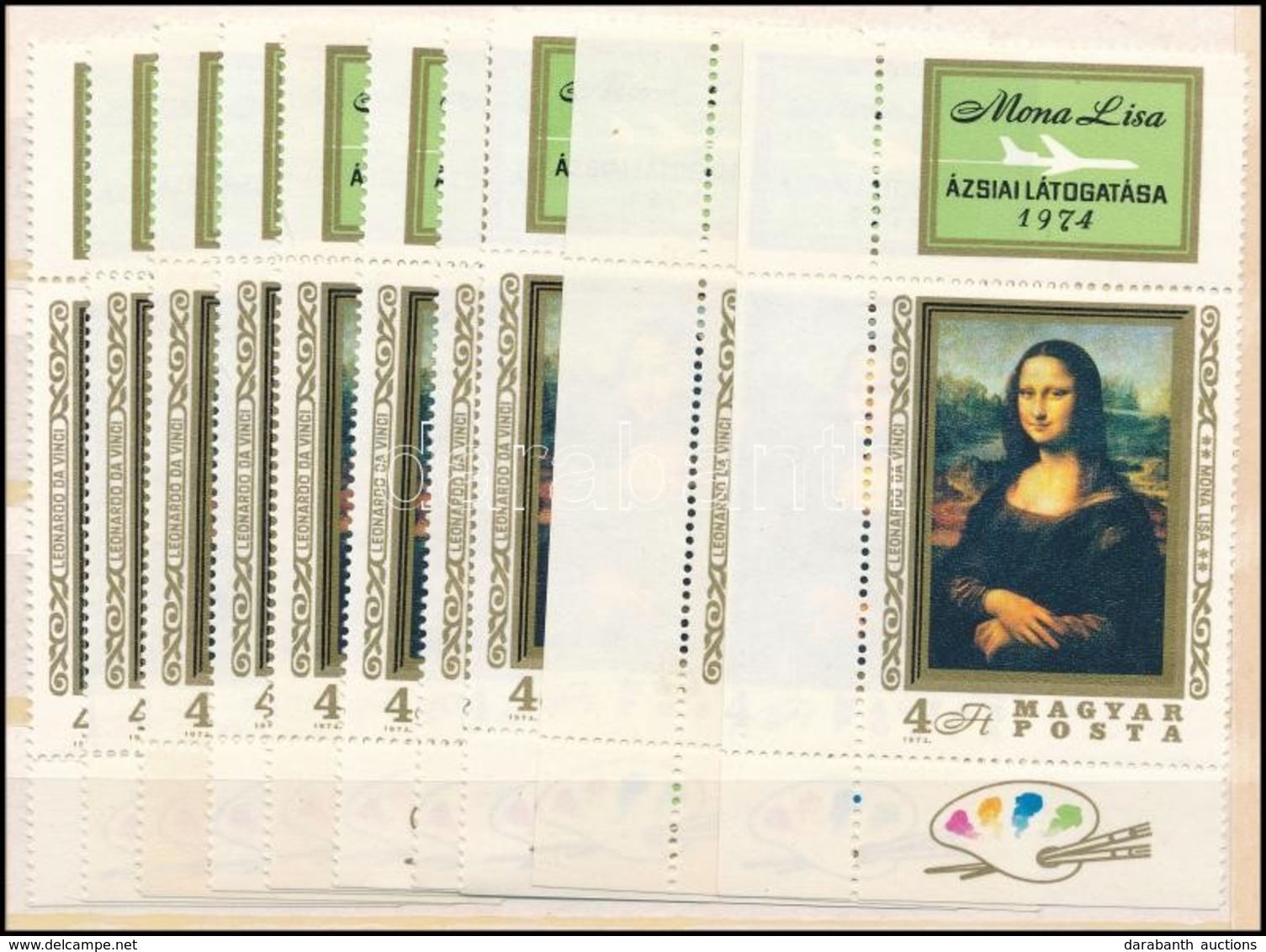 ** 1974 Mona Lisa 10 Db Bélyeg Felső Szelvénnyel (12.000) - Andere & Zonder Classificatie