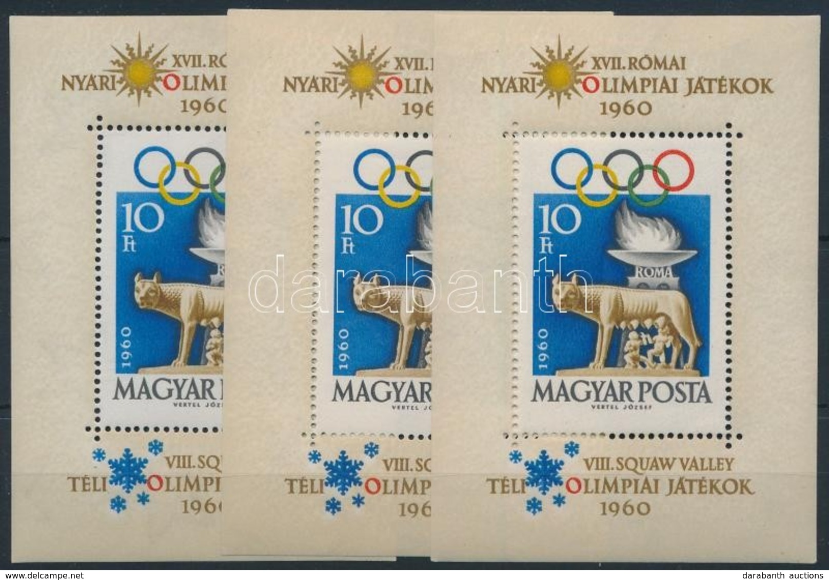 ** 1960 Római Olimpia 3 Db Blokk (15.000) - Sonstige & Ohne Zuordnung