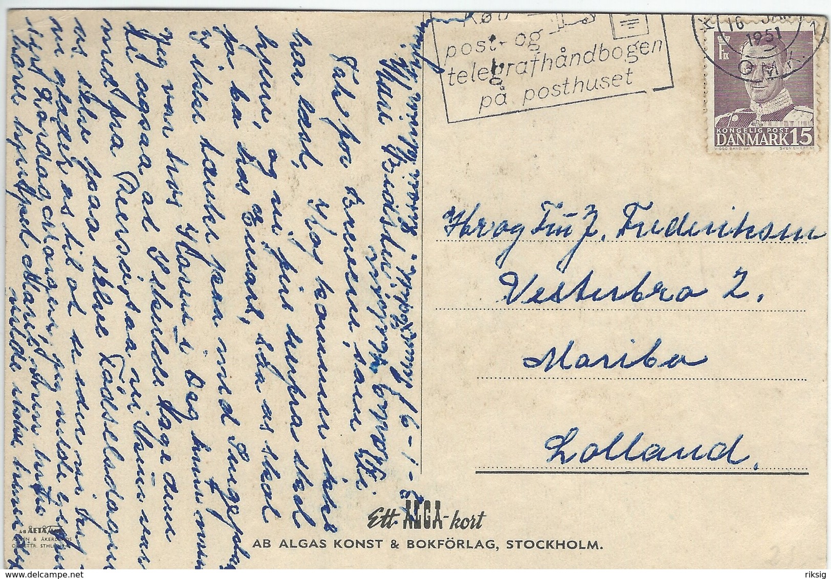 Sweden Card Used In  Denmark 1951.  B-3155 - Sweden