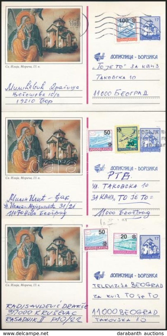 3 Db (egyházi, Szt. Ilija) Képes Jugoszláv Levelezőlap - Sonstige & Ohne Zuordnung