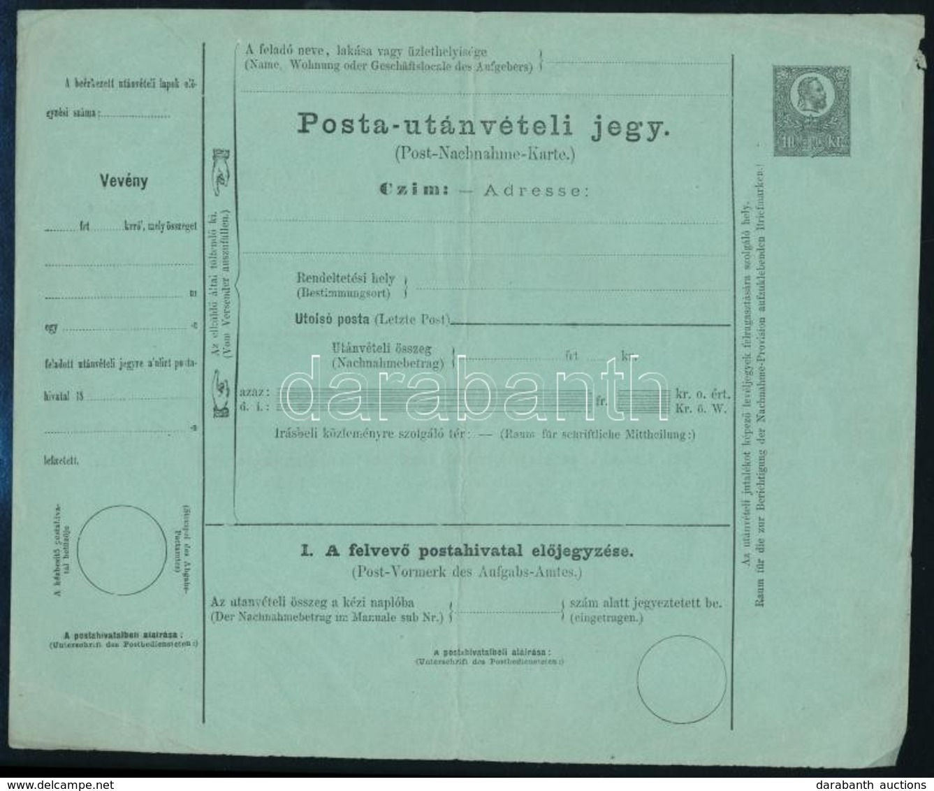 1871 Posta-utánvételi Jegy 10kr - Altri & Non Classificati