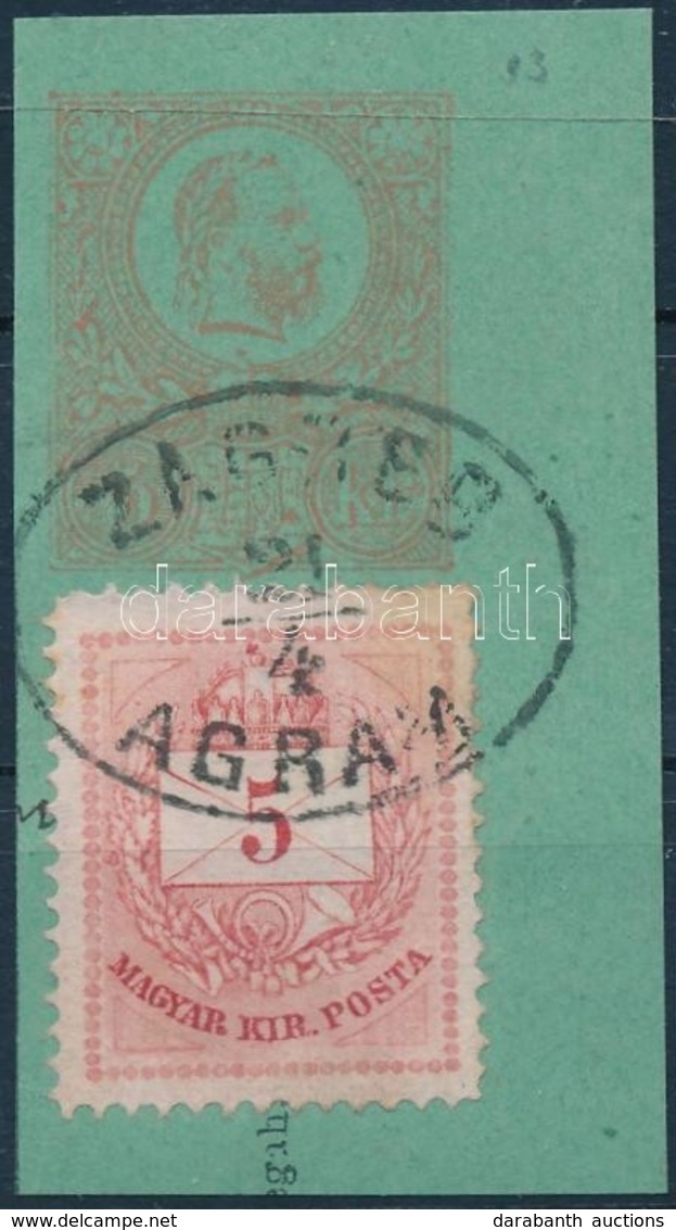 1874 5kr Kivágáson 'ZAGREB / AGRAM' - Andere & Zonder Classificatie