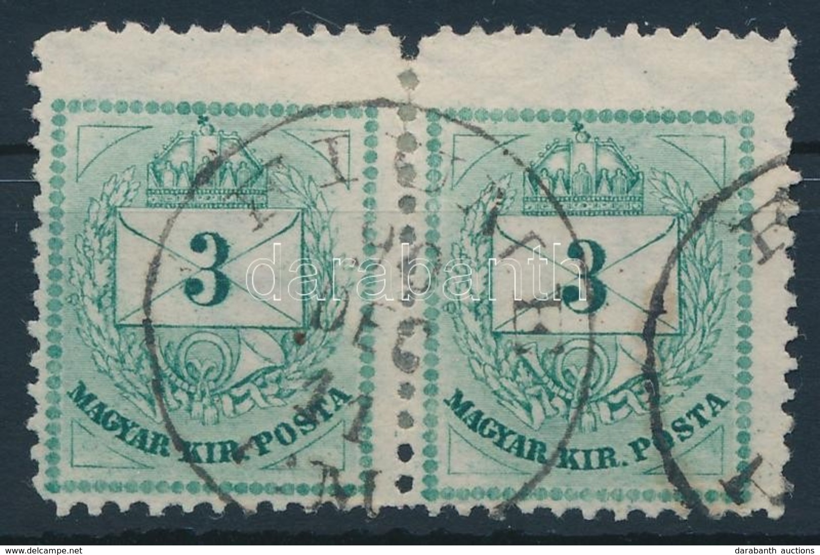 O 1881 Magasra Fogazott 3kr Pár 'FIUME P.M.' - Andere & Zonder Classificatie