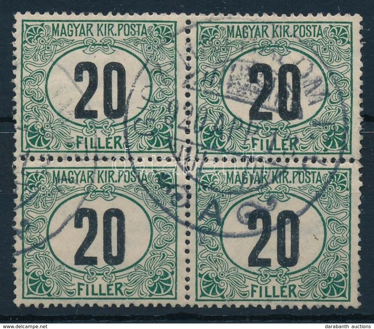 O 1908 Portó 20f Négyestömb - Andere & Zonder Classificatie