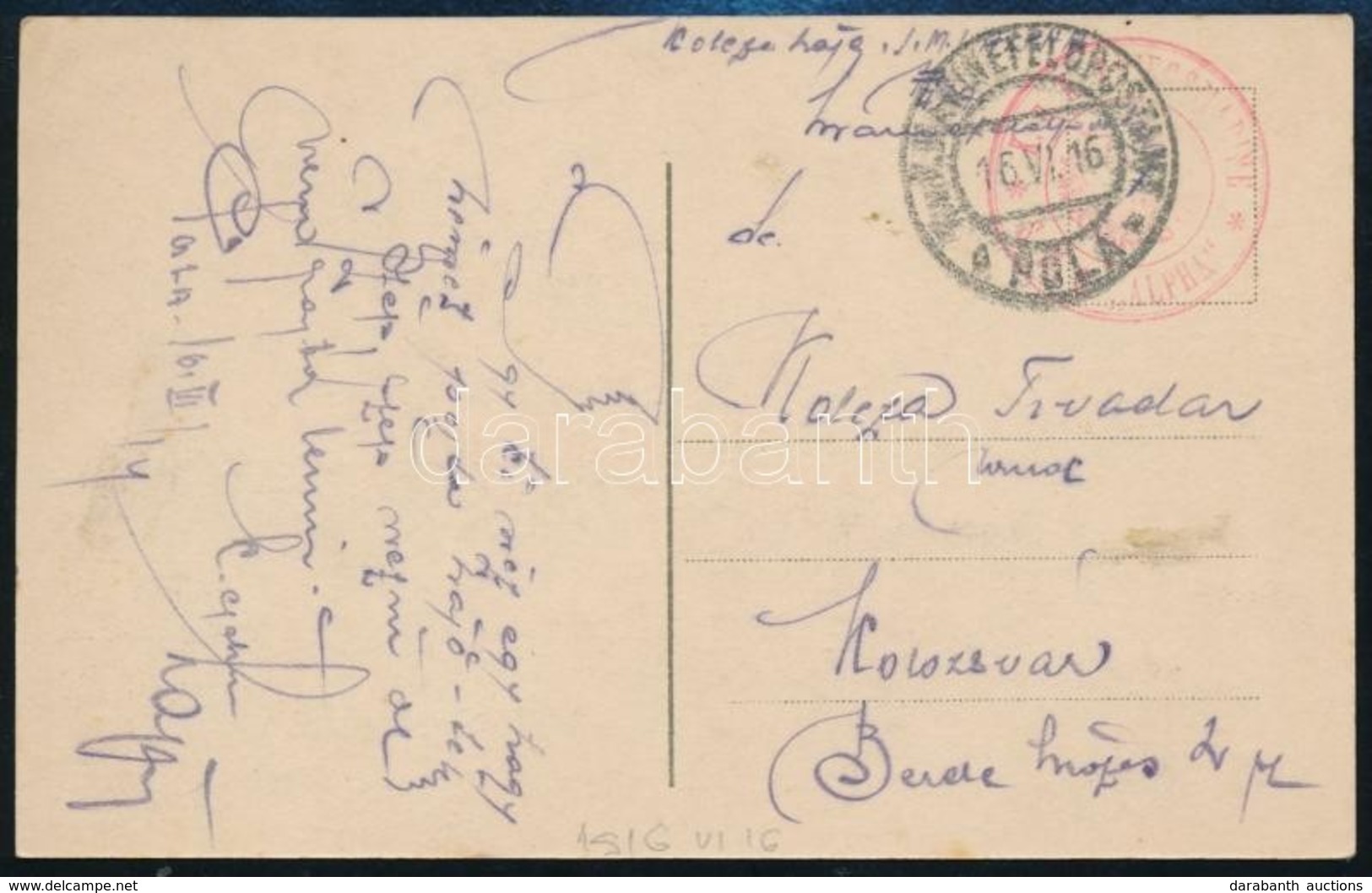 1916 Tábori Posta Levelezőlap 'K.u.K. KRIEGSMARINE / S.M.S. ALPHA' - Sonstige & Ohne Zuordnung