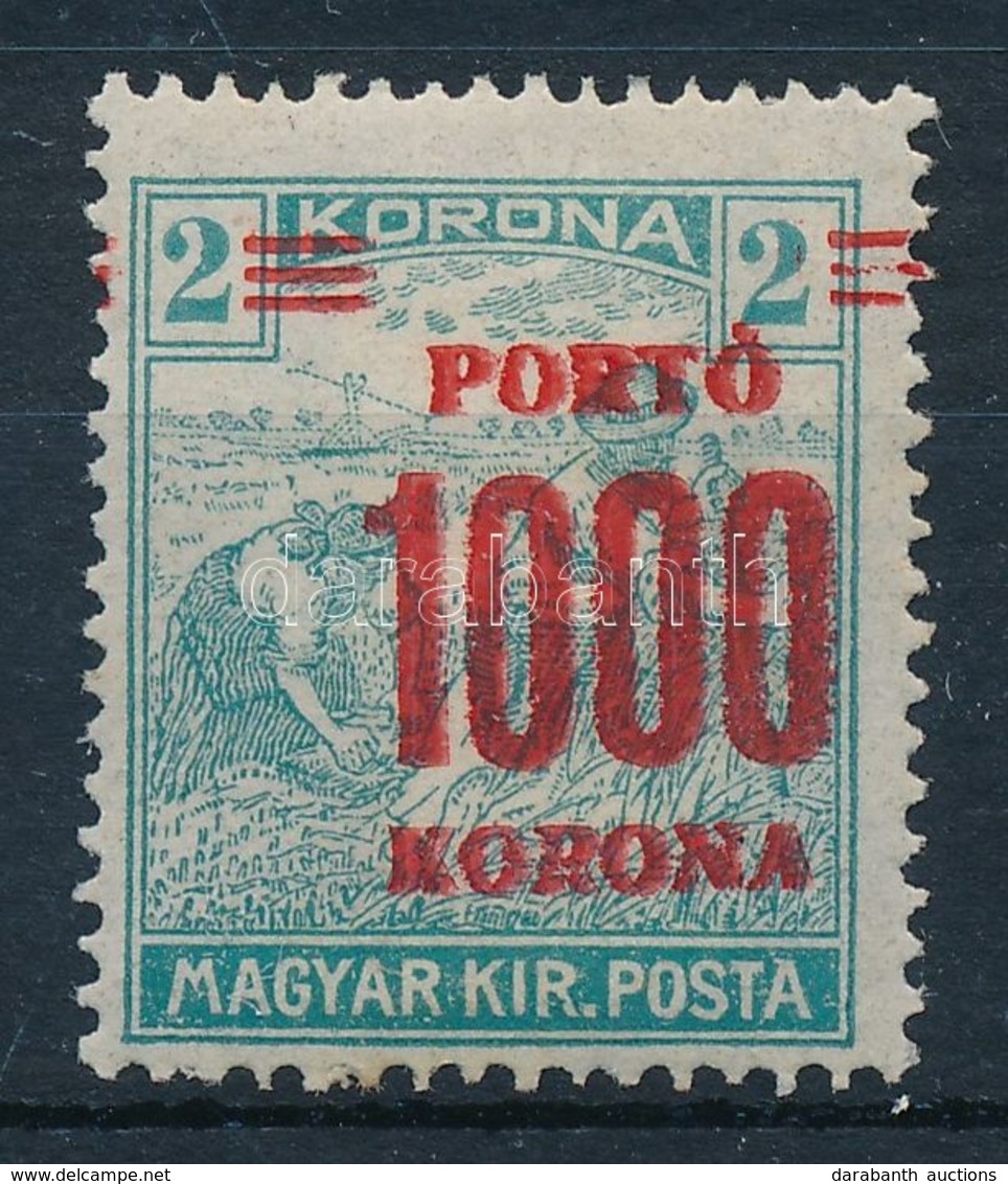 * 1921 Kisegítő Portó 1000 K / 2 P Erősen Jobbra Tolódott Felülnyomás - Other & Unclassified