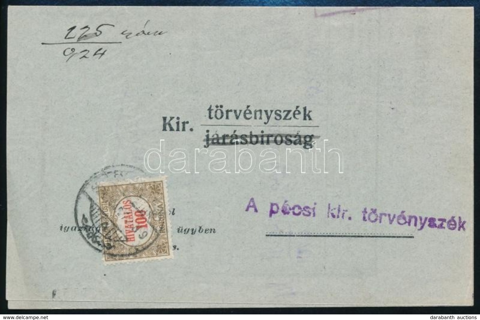 1924 Kézbesítési Bizonyítvány Hivatalos 100K Bérmentesítéssel - Andere & Zonder Classificatie