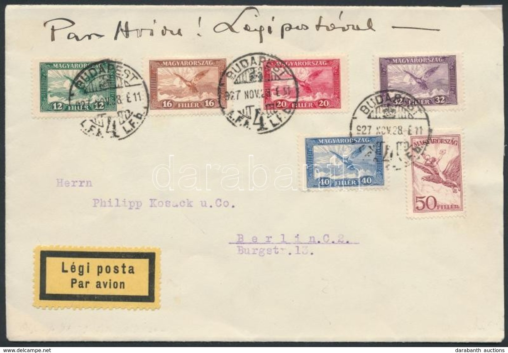 1927 Légi Levél Berlinbe / Airmail Cover To Berlin - Altri & Non Classificati