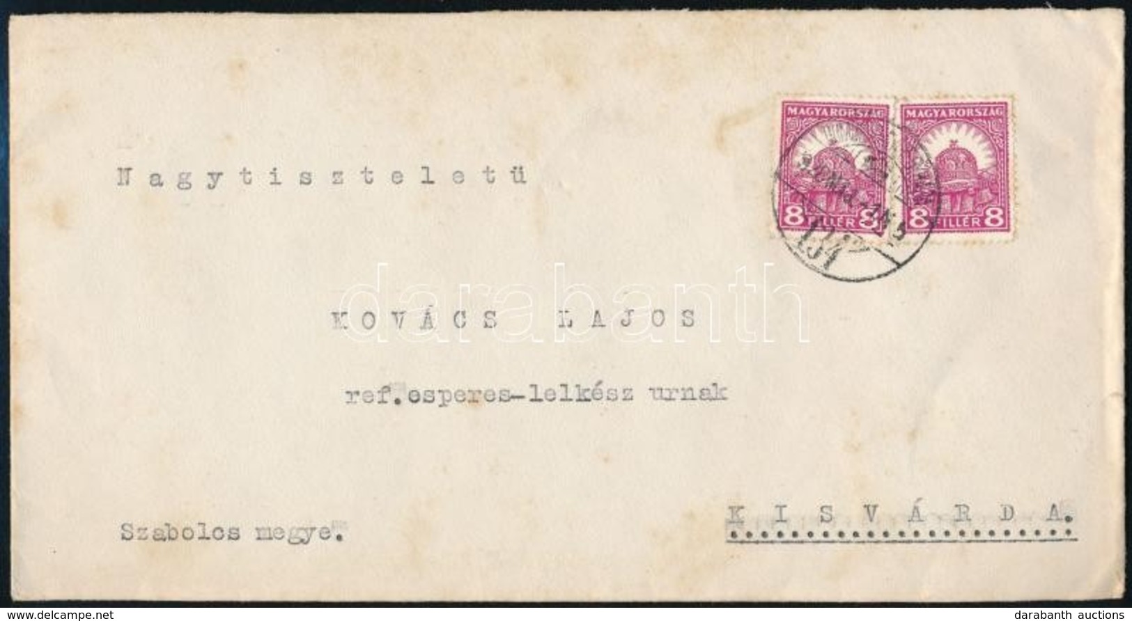 1928 Boríték ,,DOMBRÁD-NYÍREGYHÁZA 134' Mozgóposta Bélyegzővel - Andere & Zonder Classificatie