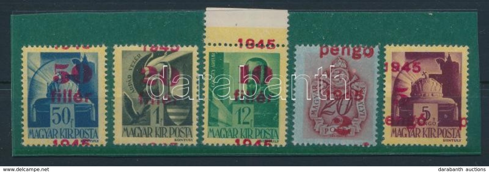 ** 1945 Kisegítő 5 Klf Bélyeg Elcsúszott Felülnyomattal - Andere & Zonder Classificatie