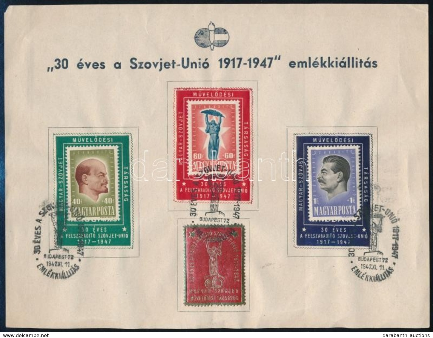 1947 30 éves A Szovjetunió Emléklapon - Andere & Zonder Classificatie