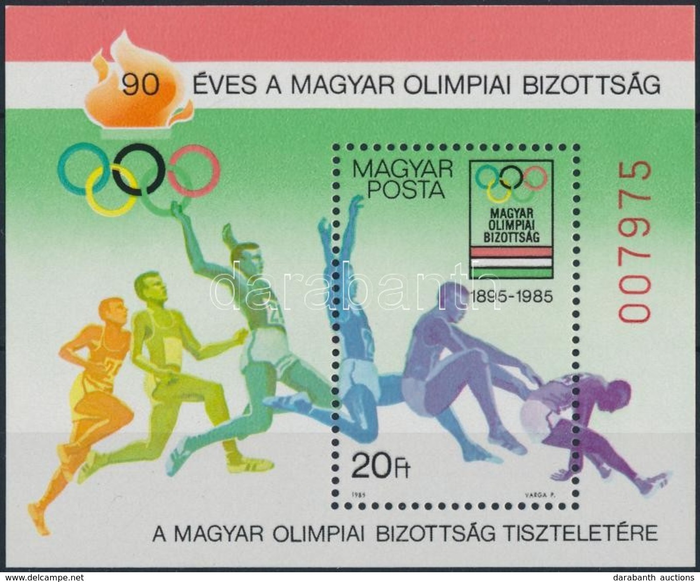 ** 1985 90 éves A Magyar Olimpiai Bizottság Ajándék Blokk / Mi Block 175 Present Of The Post (26.000) - Andere & Zonder Classificatie