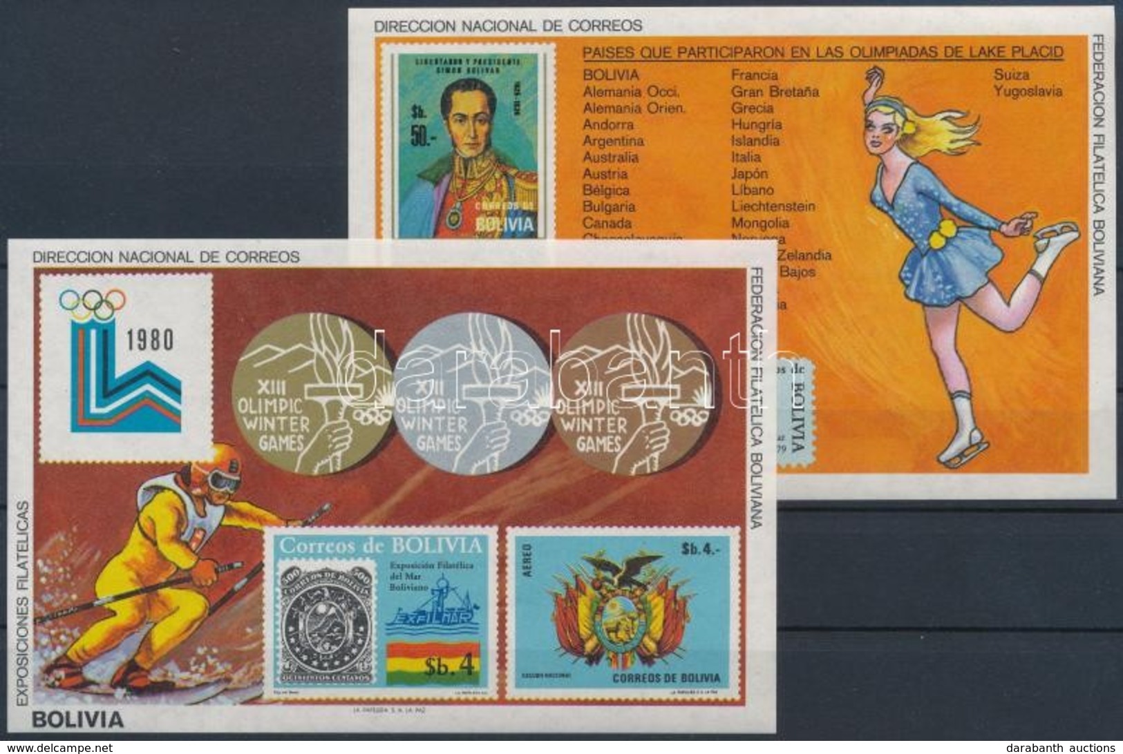 ** 1980 Téli Olimpia, Lake Placid Blokk Sor Mi 102-103 - Andere & Zonder Classificatie