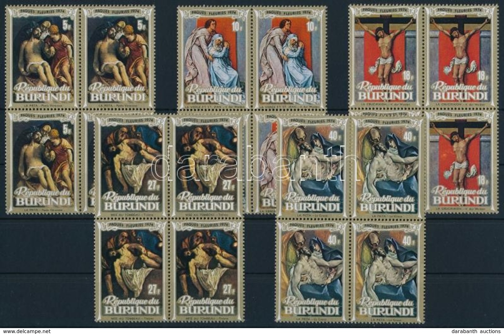 ** 1974 Húsvét: Festmények Sor Négyestömbökben Mi 1029-1033 A - Altri & Non Classificati