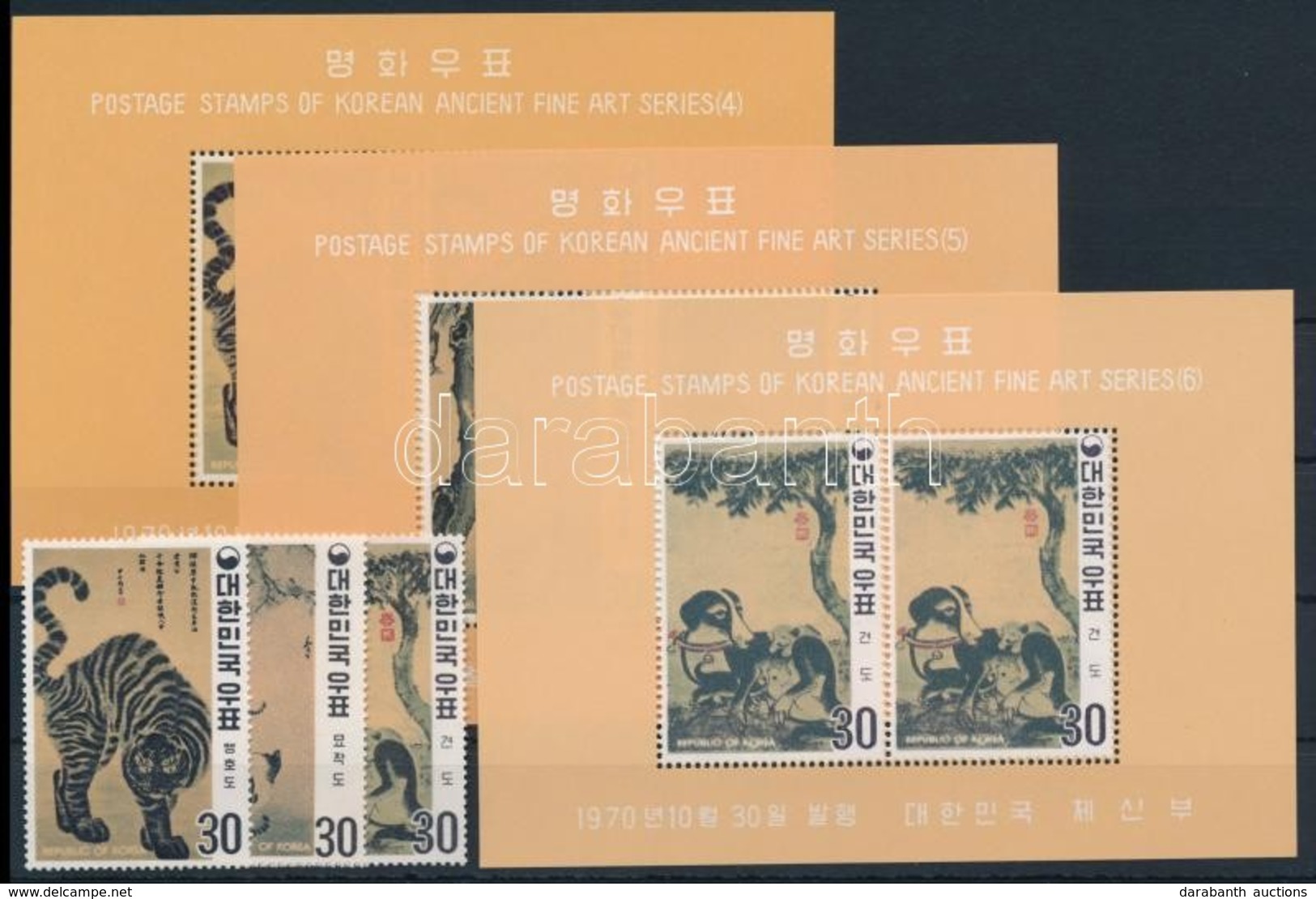 ** 1970 Festmények A Yi- Dinasztia Idejéből Fogazott Sor Mi 739-741 A + Fogazott Blokksor 314-316 C - Andere & Zonder Classificatie