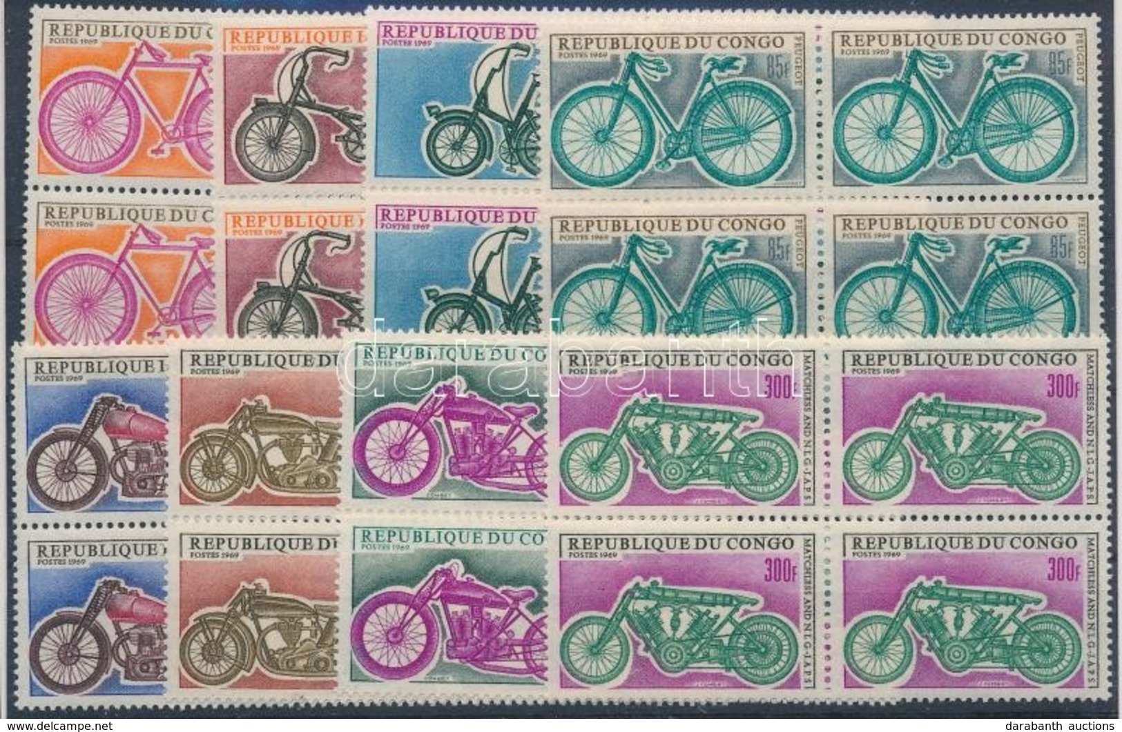 ** 1969 Motorkerékpárok Sor Négyestömbökben Mi 184-191 - Andere & Zonder Classificatie