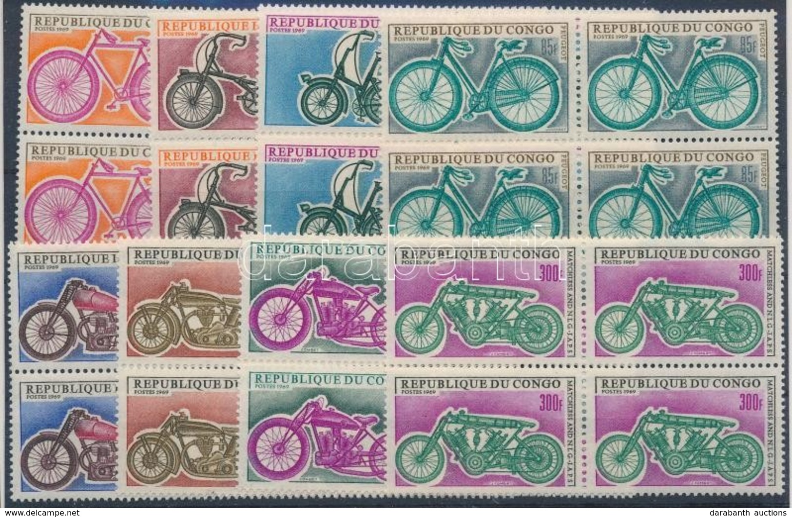 ** 1969 Motorkerékpárok Sor Négyestömbökben Mi 184-191 - Altri & Non Classificati