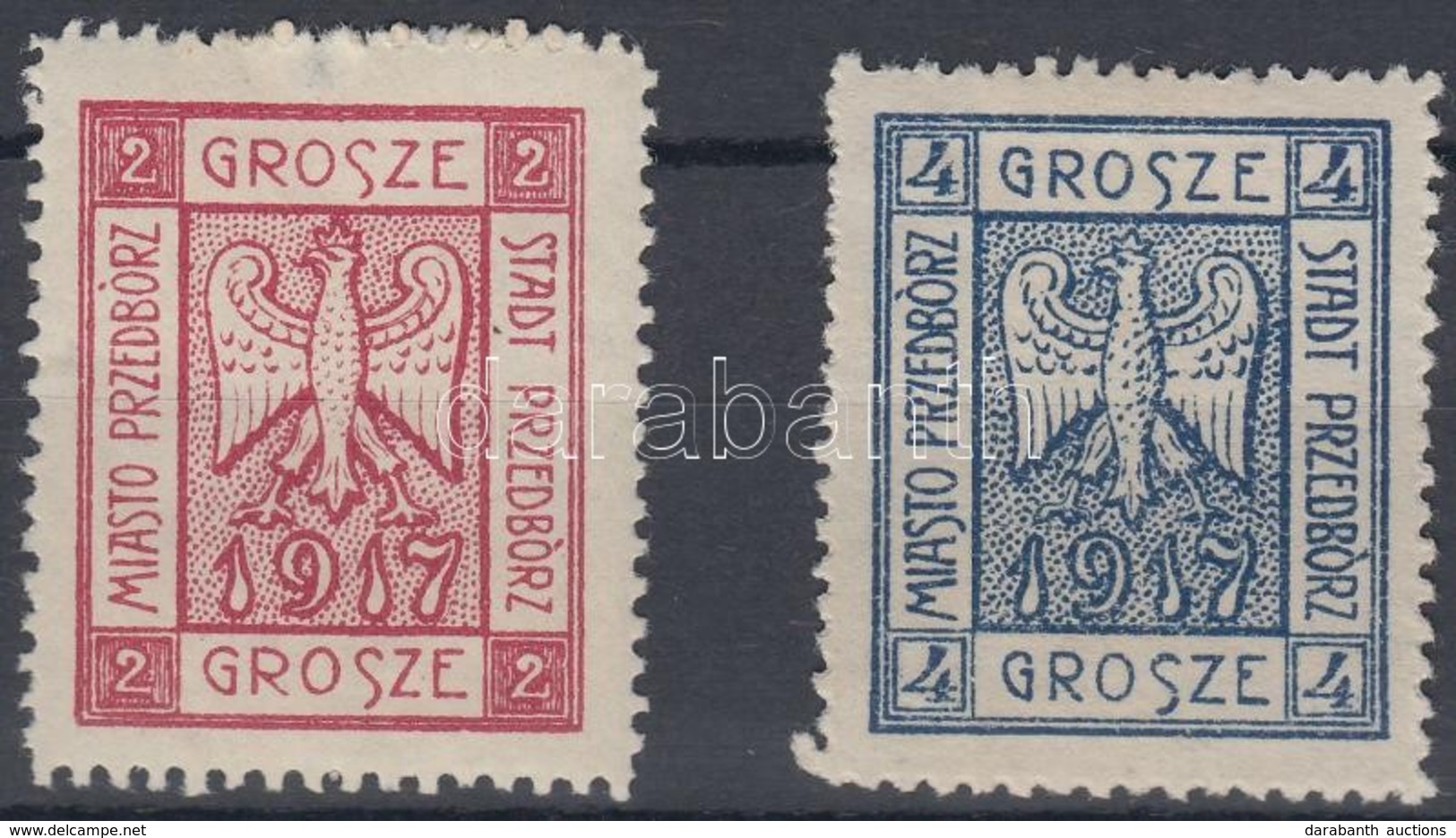 * Przedborz Helyi Kiadás 1917 Címer Sor Mi 1-2 A - Andere & Zonder Classificatie