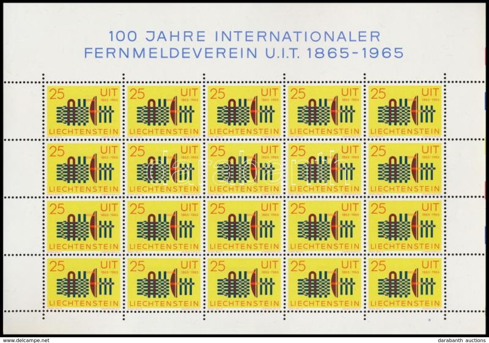 ** 1965 100 éves A Nemzetközi Távközlési Unió (ITU) Kisív Mi 458 - Andere & Zonder Classificatie