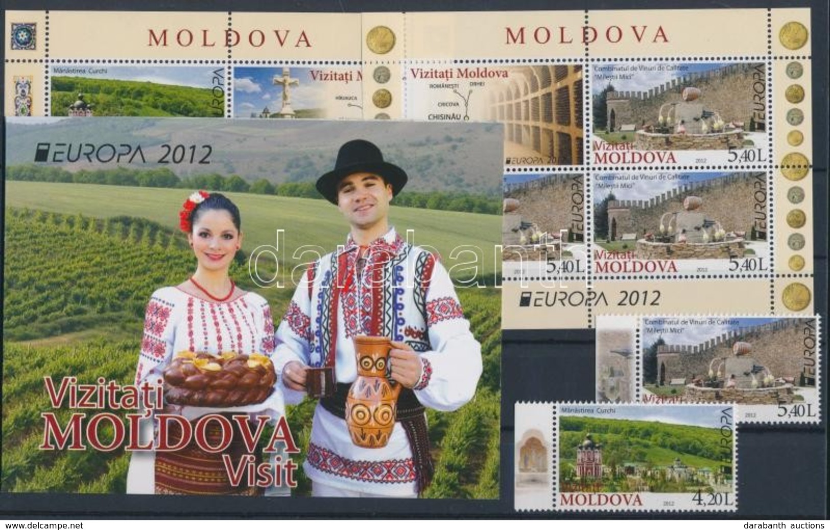 ** 2012 Europa CEPT Látogasson Moldáviába Sor + Kisívsor Mi 793-794 + Bélyegfüzet MH 17 - Andere & Zonder Classificatie