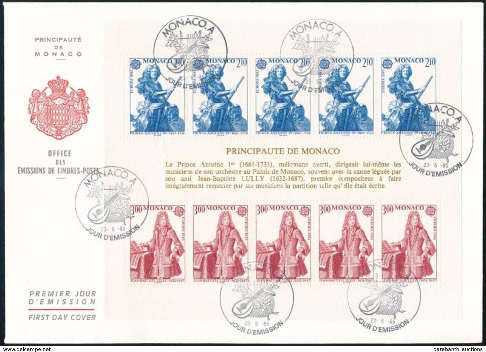 1985 Europa CEPT: Zene éve Blokk FDC-n Mi 28 - Altri & Non Classificati