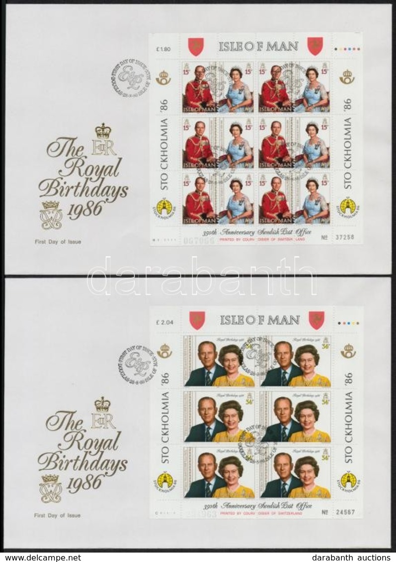 1986 II. Erzsébet Brit Királynő és Fülöp Edinburgh-i Herceg  2 Db Kisív 2 FDC-n Mi 319-321 - Andere & Zonder Classificatie