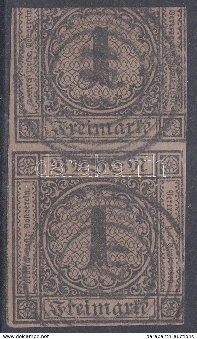 O 1851 Mi 1b Függőleges Pár / Vertical Pair (felső Bélyeg Felső Széléről A Felirat Levágva / Upper Stamp Cut Off The Top - Altri & Non Classificati