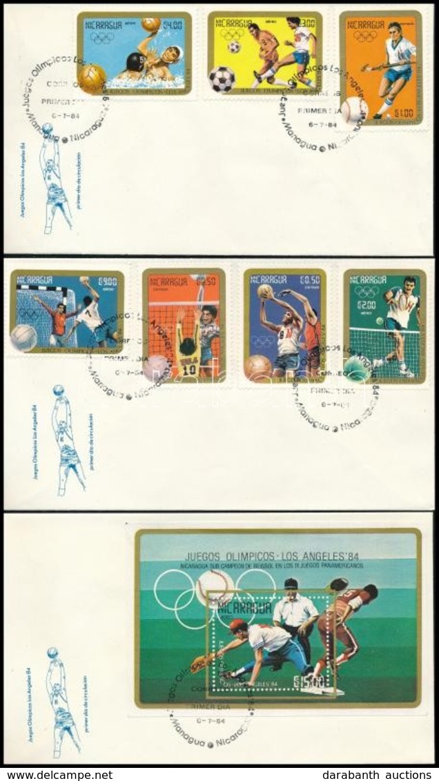 1984 Nyári Olimpia, Los Angeles Sor Mi 2522-2528 + Blokk Mi 159 3 Db FDC-n - Altri & Non Classificati