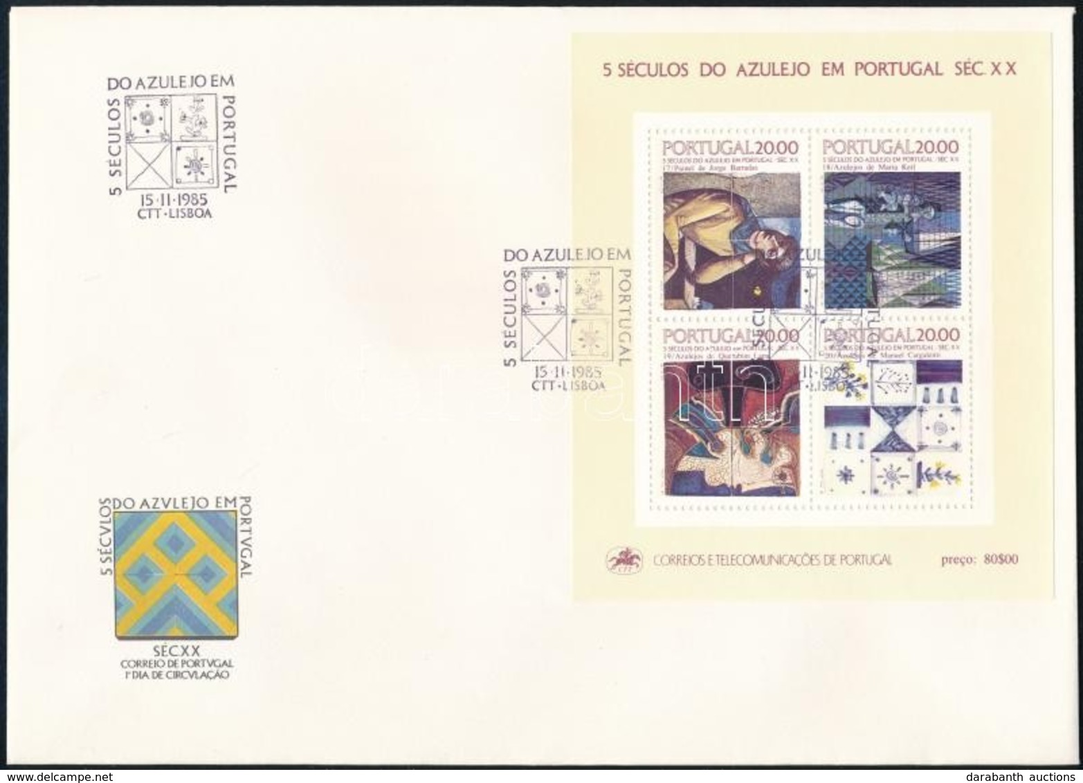 1985 Azulejo Csempe Blokk FDC-n Mi 49 - Altri & Non Classificati