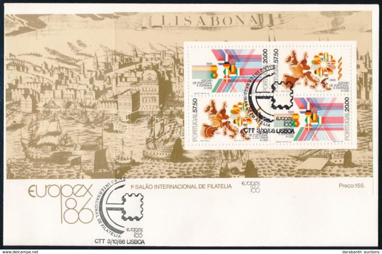 1986 Nemzetközi Bélyegkiállítás EUROPEX '86, Lisszabon Blokk FDC-n Mi 52 - Altri & Non Classificati