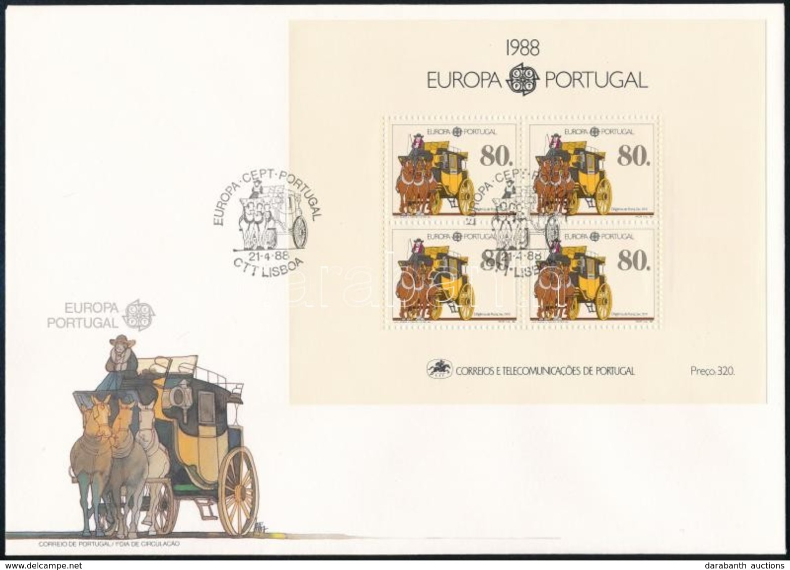 1988 Europa CEPT Közlekedési Eszközök Blokk FDC-n Mi 57 - Andere & Zonder Classificatie