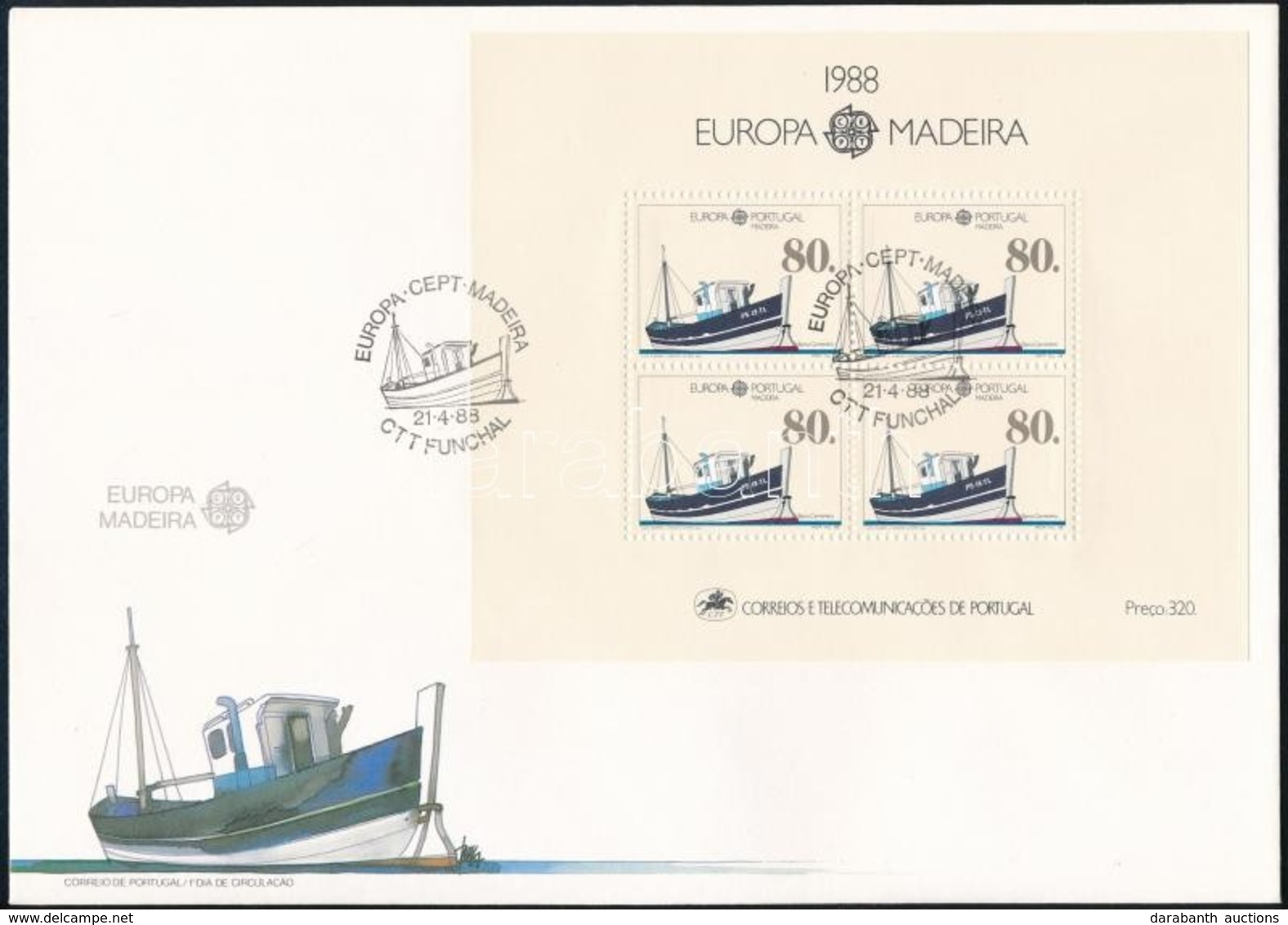 1988 Europa CEPT Közlekedési Eszközök Blokk FDC-n Mi 9 - Andere & Zonder Classificatie