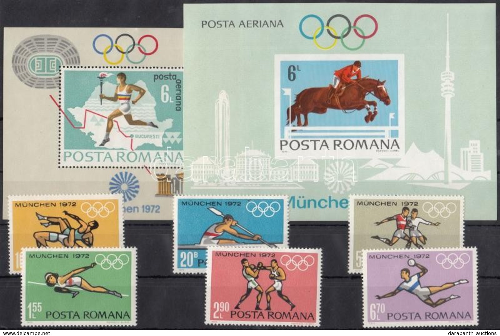 ** 1972 Nyári Olimpia Sor Mi 3012-3017 + Blokkpár 93-94 - Altri & Non Classificati