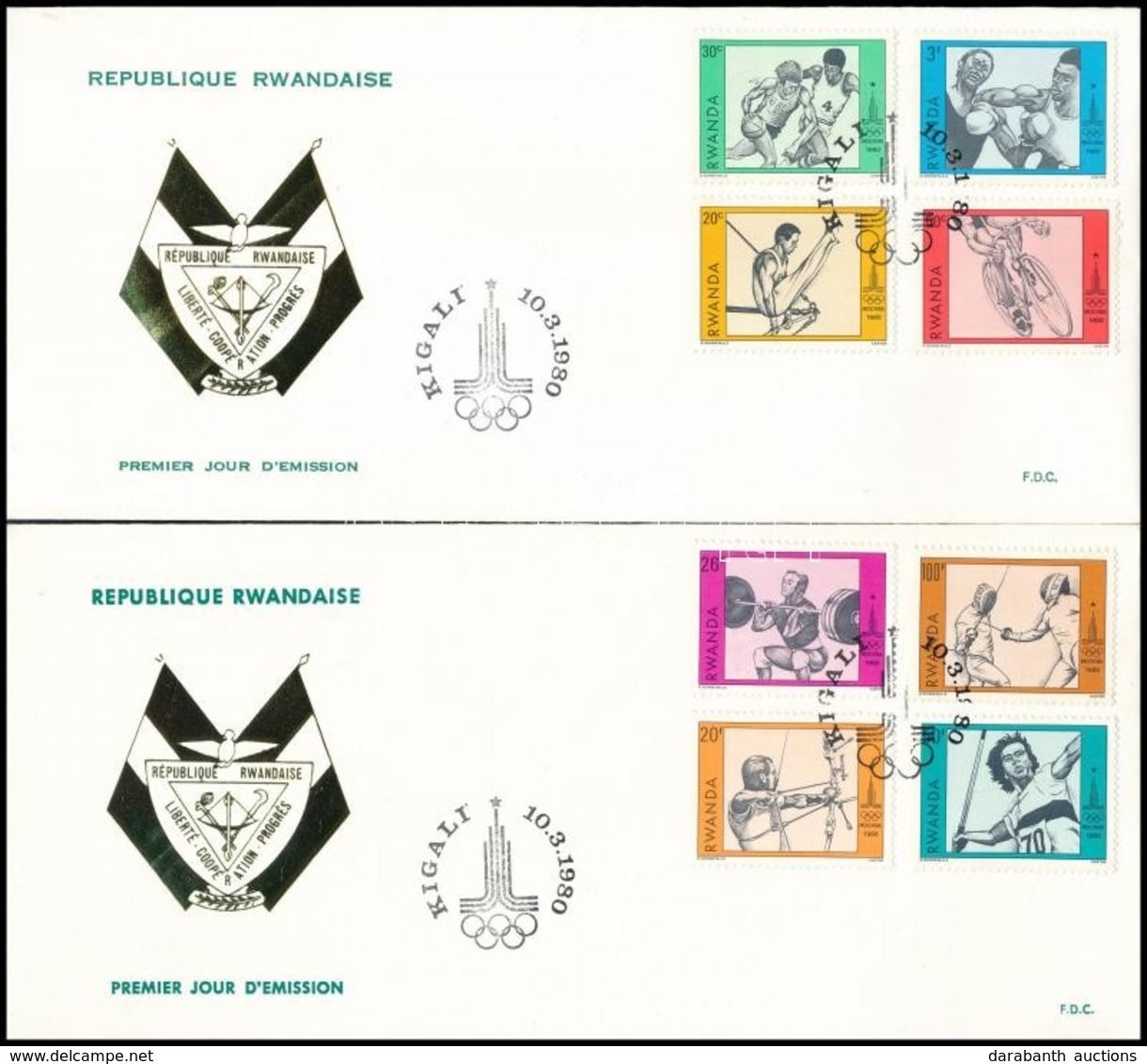 1980 Nyári Olimpia, Moszkva Sor 2 Db FDC-n Mi 1042-1049 - Andere & Zonder Classificatie