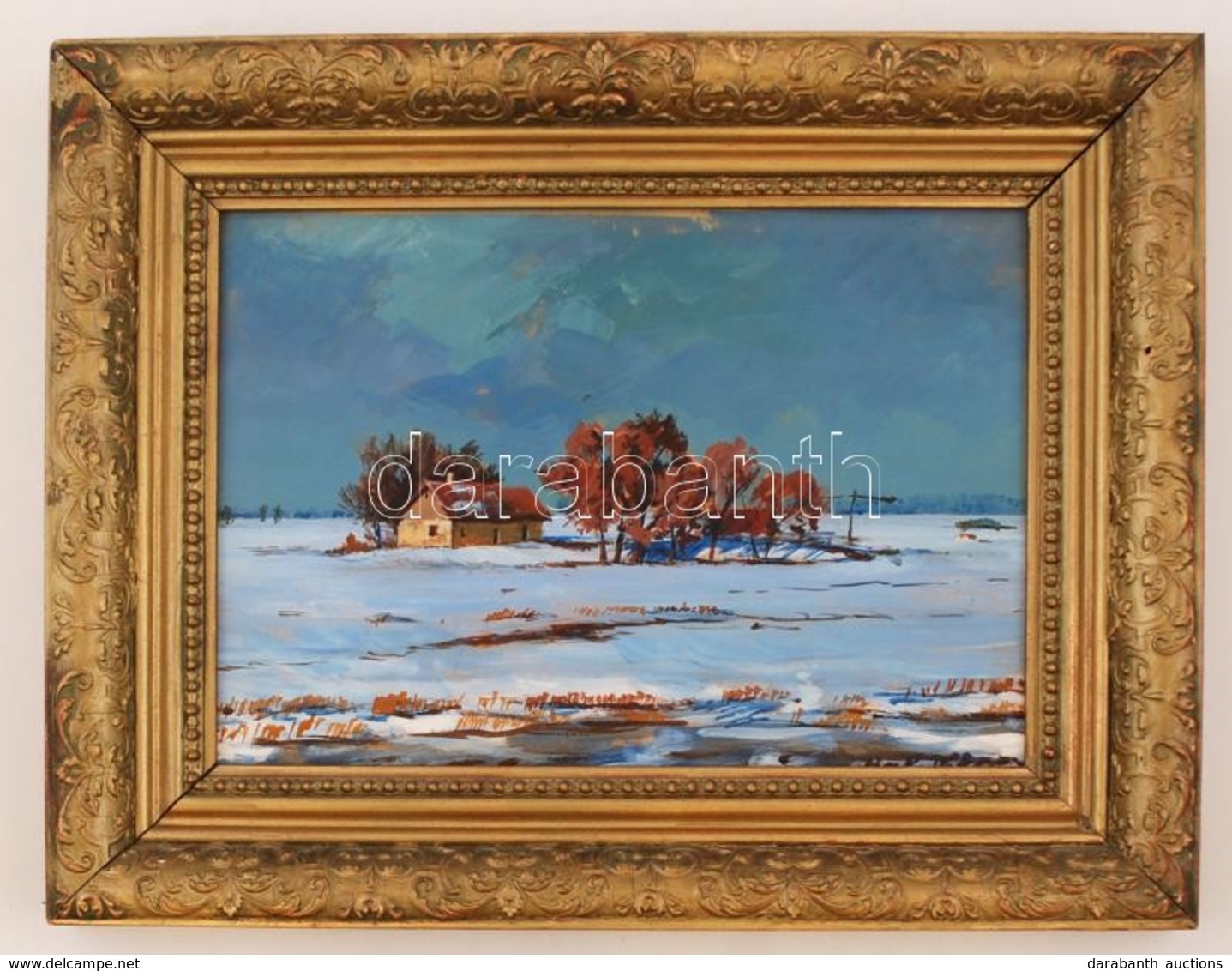 Bak Péter Róbert (1950-): Téli Tanya. Akrill, Farost, Jelzett, Keretben, 25×34 Cm - Altri & Non Classificati