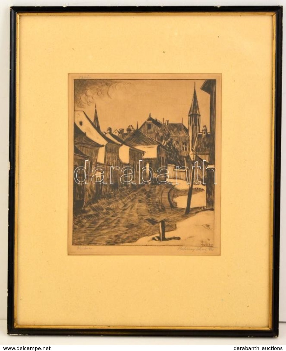 Beleznay István (1892-1954): Tabán. Rézkarc, Papír, Jelzett, üvegezett Keretben, 28×23 Cm - Andere & Zonder Classificatie