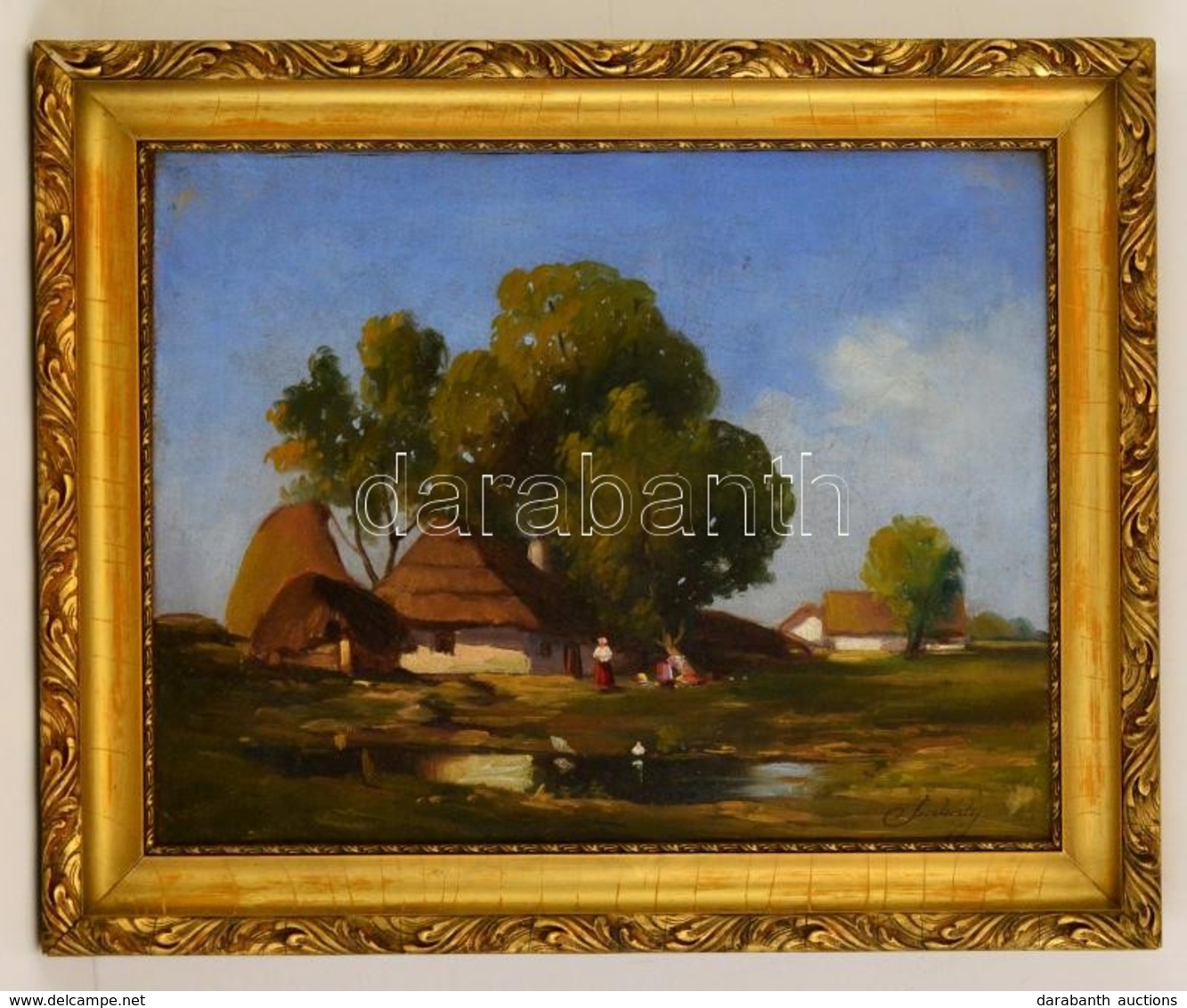 Szabáty Jelzéssel: Tájkép, Olaj, Vászon, Fa Keretben, 46×57 Cm - Andere & Zonder Classificatie