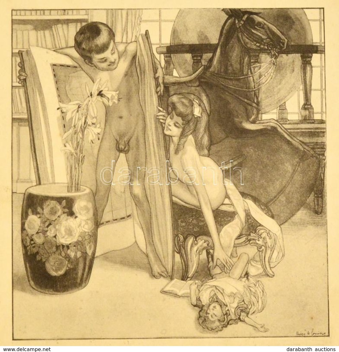 Franz Von Bayros (1866-1924): Erotikus Grafika.   Heliogravúr, Papír, Jelzett A Nyomaton (Choisy Le Conin),  17x18 Cm - Andere & Zonder Classificatie