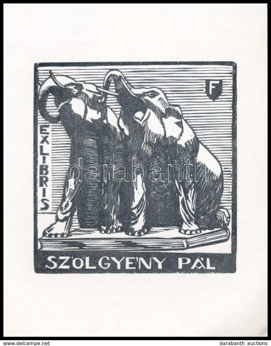 Farkas Dezső (?-?): Ex Libris Szölgyény Pál. Fametszet, Papír, Jelzett A Dúcon, 8×7,5 Cm - Andere & Zonder Classificatie