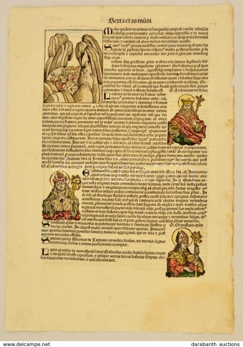 1493 A Hartmann Schedel Krónika Egy Lapja , Rajta VII. Henrik, Vilmos, Konrád Császárok, Lajos Francia Király, Ladimundu - Prenten & Gravure