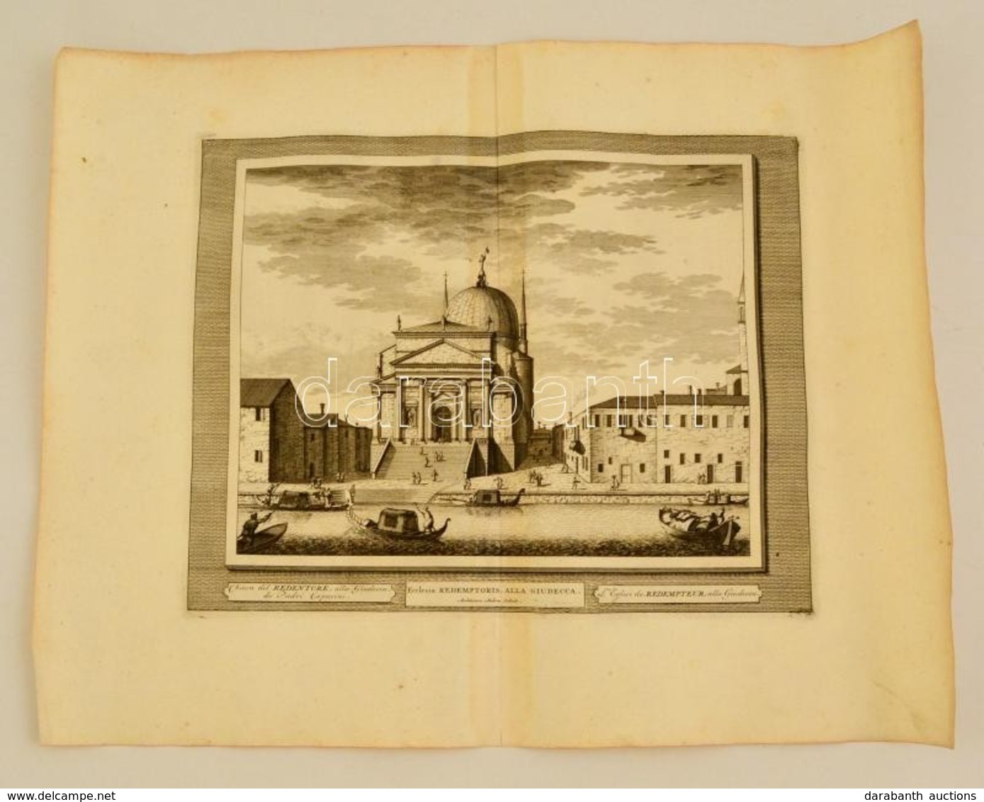 Cca 1715-1750 Domenico Lovisa (1690 K.-1750 K.): Velence: Ecclesia Redemptoris Alla Giudecca Rézmetszet, Papír, A Szerző - Stiche & Gravuren