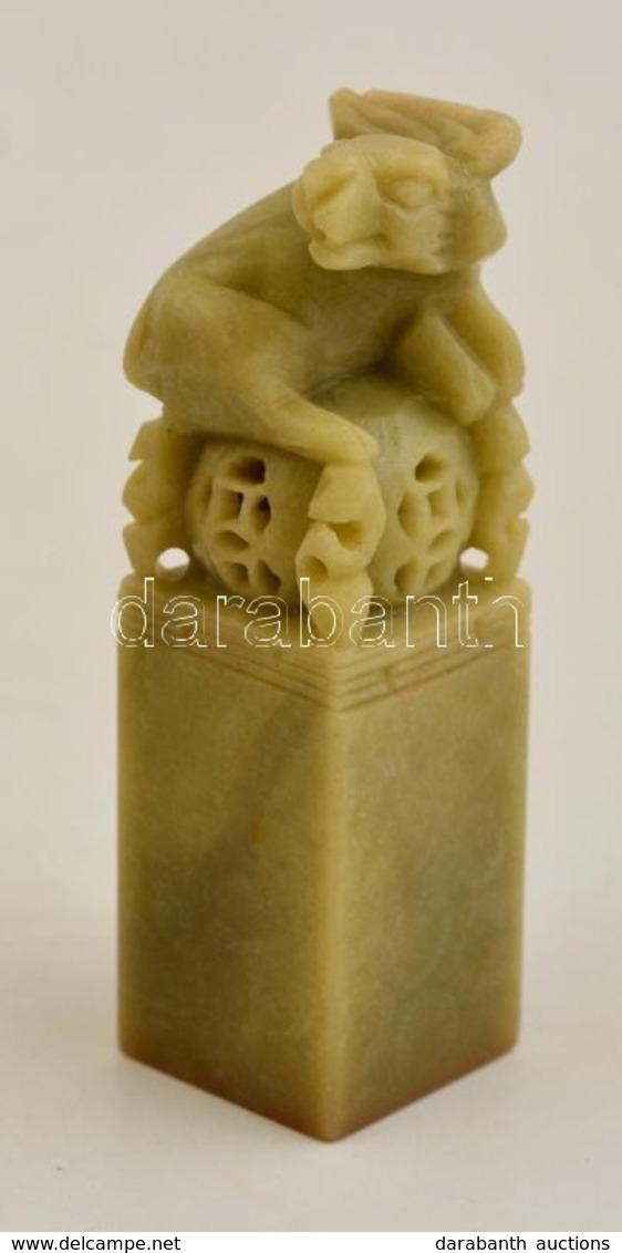 Nyulat ábrázoló Faragott Kő Kínai Pecsétnyomó / Chinese Seal Maker 12 Cm - Sonstige & Ohne Zuordnung