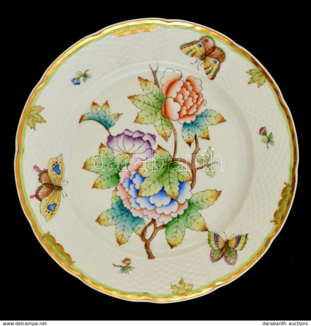 Herendi Viktória Mintát Utánzó Thun Czechoslovakia Porcelán Tányér. Kézzel Festett, Jelzett, Hibátlan. D: 24 Cm - Altri & Non Classificati