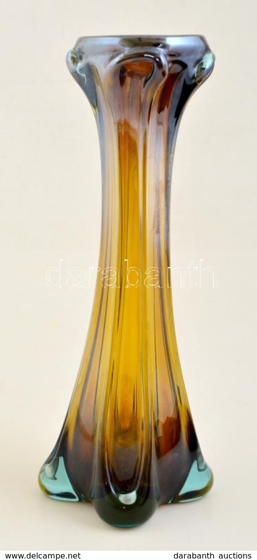 Irizáló Fújt üveg Váza, Hibátlan, Jelzés Nélkül, M:34 Cm - Glas & Kristal